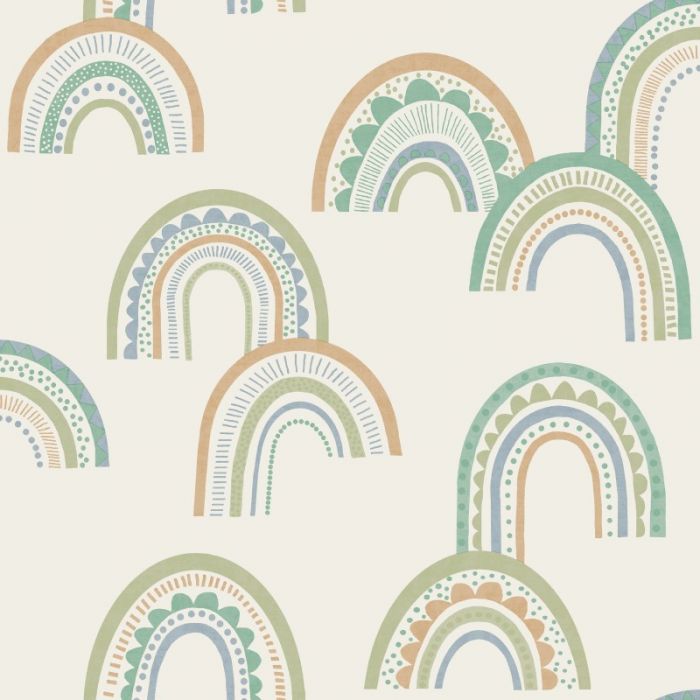 Boho Rainbow Roll  Warm Rainbow Pattern Illustration Wallpaper   WallpaperMuralcom