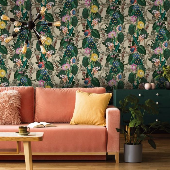 Alata Bold Floral Metallic Wallpaper| Beige| Holden| Decorating Centre ...