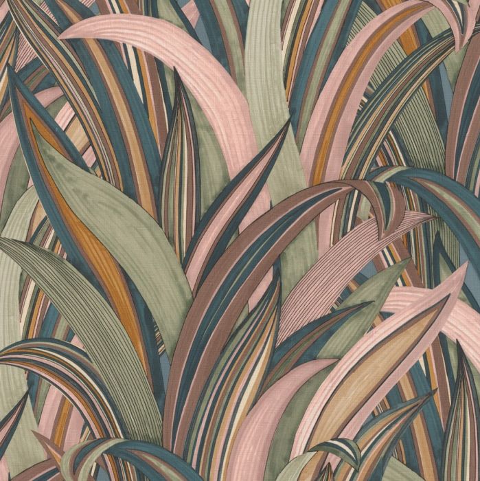 Pink and gold pattern  Organic Leaf wallpaper  by Erica Wakerly