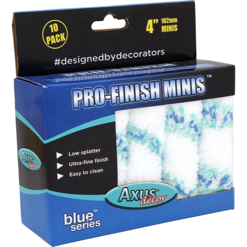 Axus Blue Pro Finish 4" Mini Roller Sleeve Pack of 10