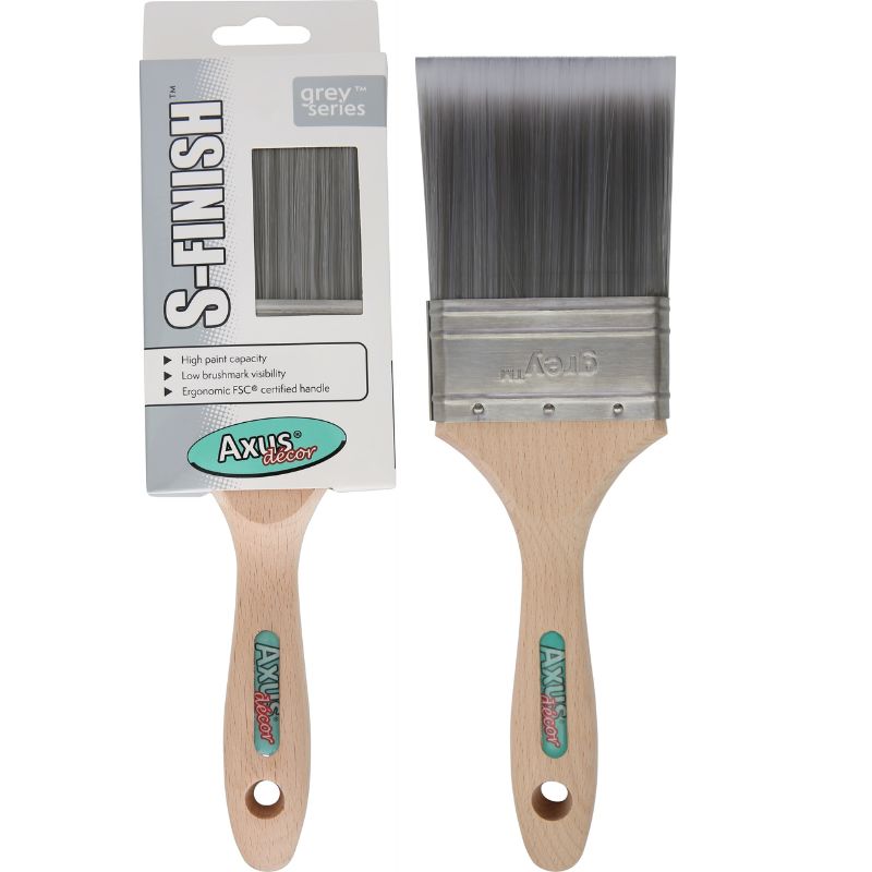 Axus Grey S-Finish Synthetic Bristle Paint Brush 3"