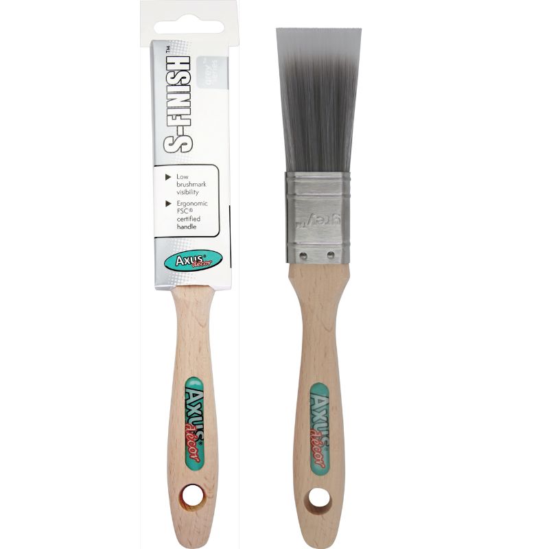 Axus Grey S-Finish Synthetic Bristle Paint Brush 1.5"