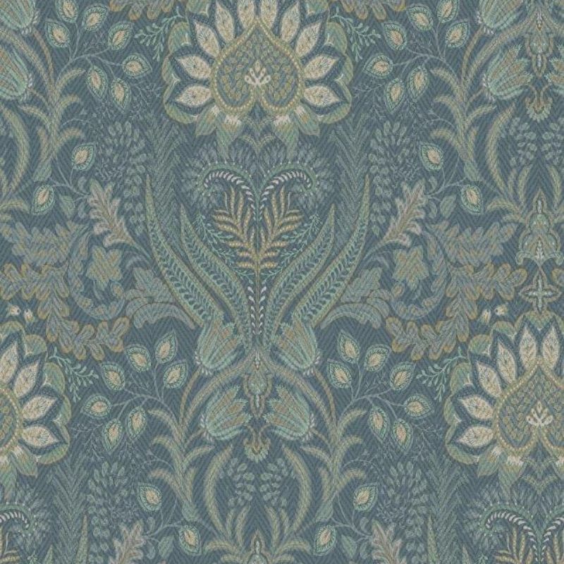 Tahini Glass Bead Paisley Wallpaper - Blue